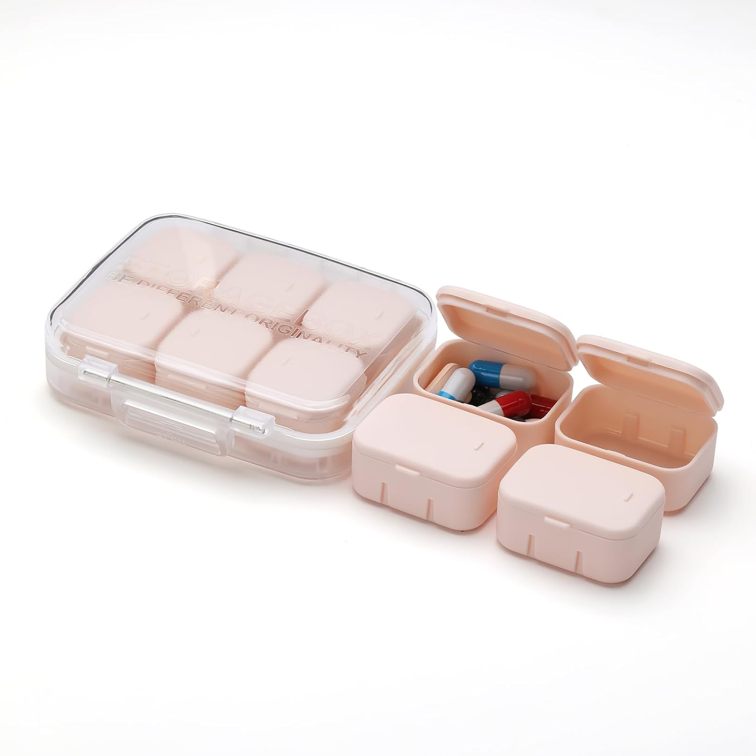 RICHCEE Pastillero diario con 10 compartimentos para bolso de bolsillo, lindo pastillero de viaje combinado, organizador diario portátil de píldoras
