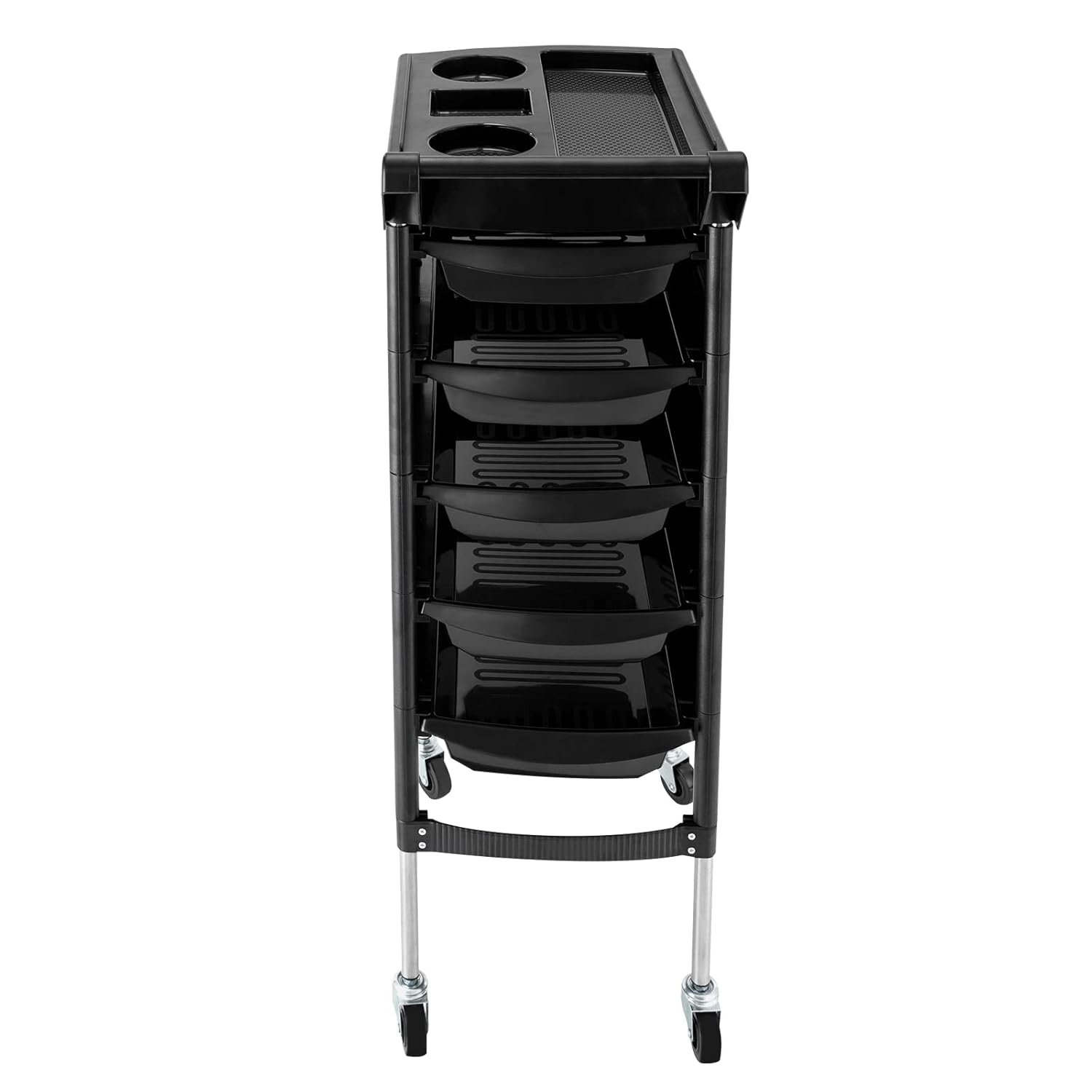 Carrito de salón de belleza de 6 niveles con mango+ruedas rodantes bandeja de almacenamiento con 5 cajones peluquería peluquería herramienta