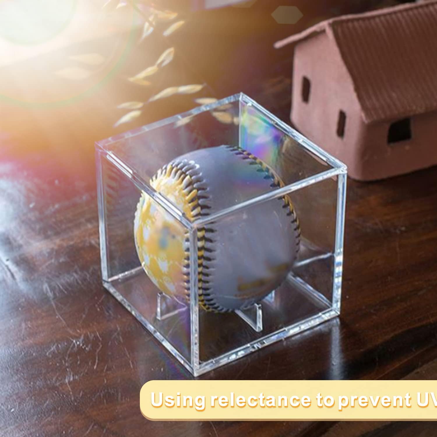 Paquete de 2 vitrinas de béisbol  Soporte acrílico con protección UV para exhibición, vitrina transparente, caja de béisbol, escaparate de