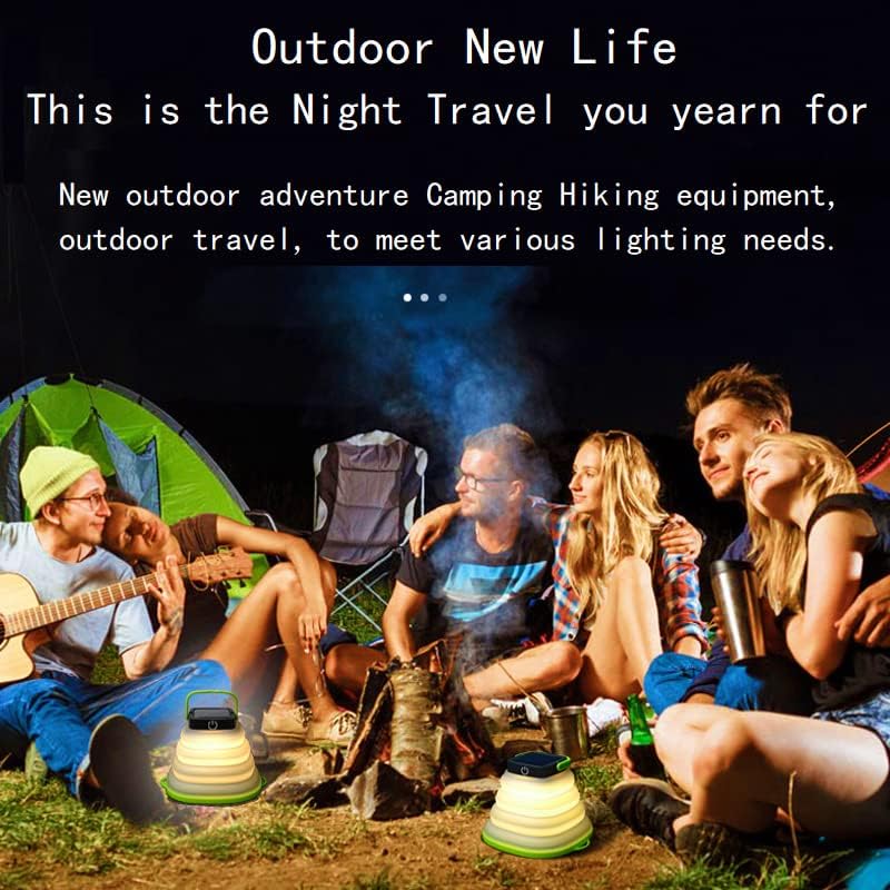 Lannado – Linterna de campamento LED con energía solar, impermeable, plegable, portátil, batería recargable (negro, luz cálida)