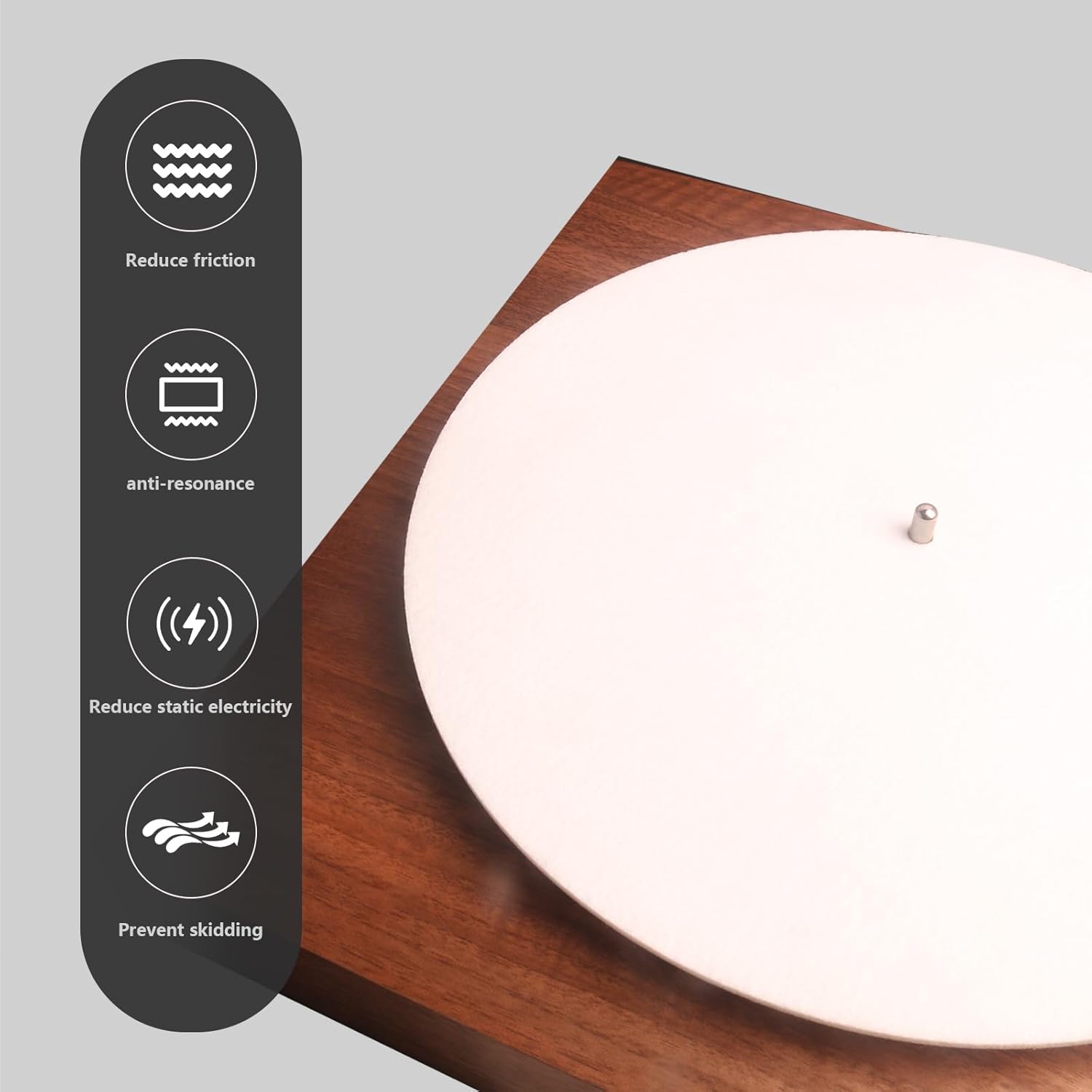 Tapete de lana blanca para tocadiscos, tapete giratorio de 12 pulgadas, antiestático para discos de vinilo LP, accesorios para tocadiscos, equipo de