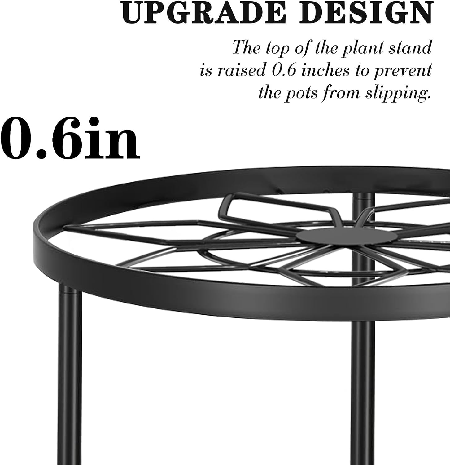 Paquete de 5 soportes de metal para múltiples plantas, soportes resistentes para macetas para plantas de interior y exterior, estante redondo de