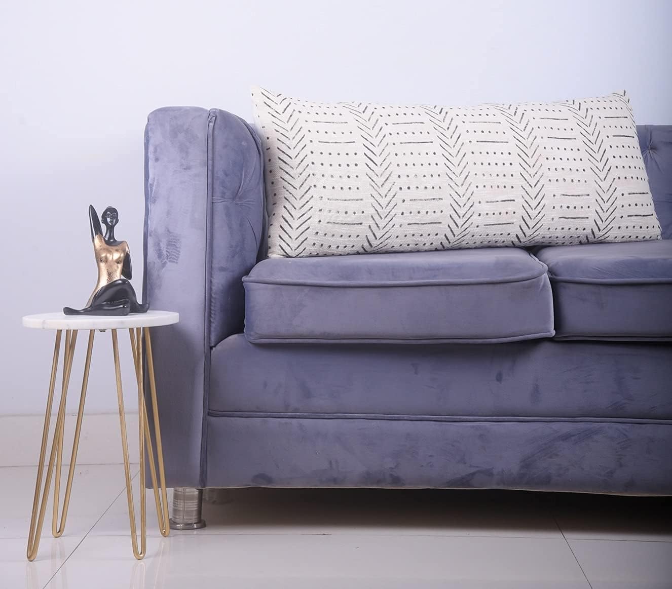 Funda de almohada lumbar de 100% algodón, tamaño grande, oblonga, decorativa, bohemia, geométrica, lujosa, para decoración del hogar (nieve marfil),