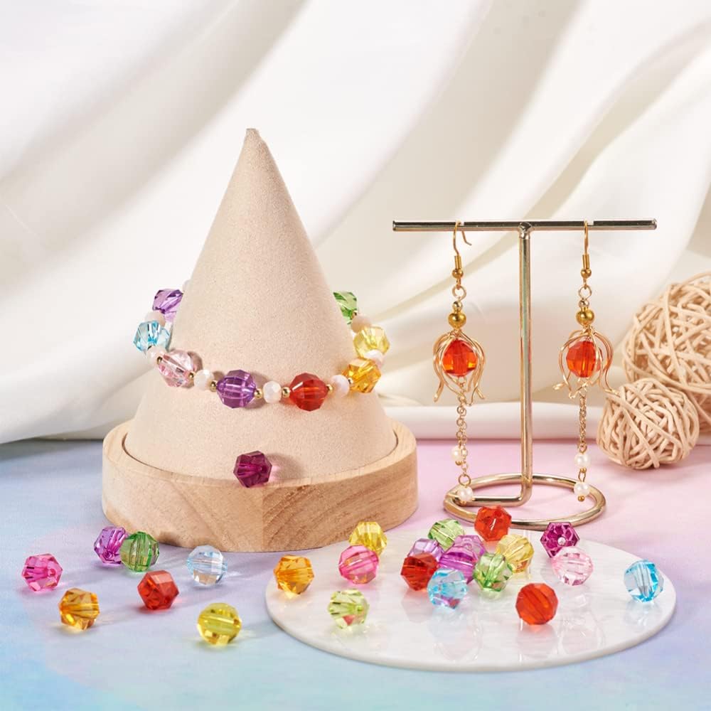 Craftdady 100 cuentas espaciadoras redondas facetadas de acrílico transparente de 0.394 pulgadas, colores mezclados al azar, cuentas sueltas de