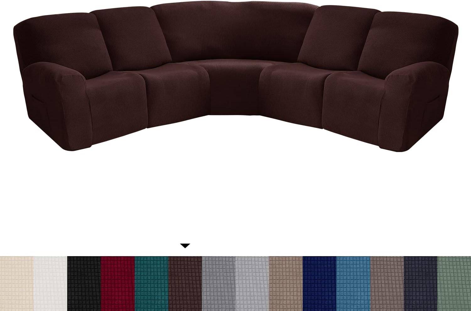 Fundas para sofá reclinable seccional de 5 asientos, 4 plazas y 1 asiento esquinero, funda elástica para sofá reclinable reclinable en forma de L,