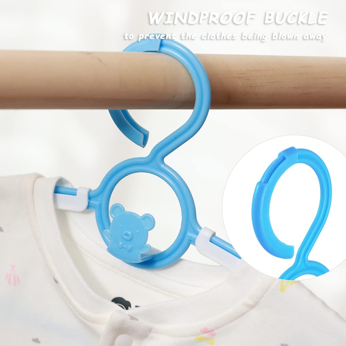 MJRASG Paquete de 80 perchas para bebé, plástico resistente, ahorro de espacio, antideslizantes, color azul