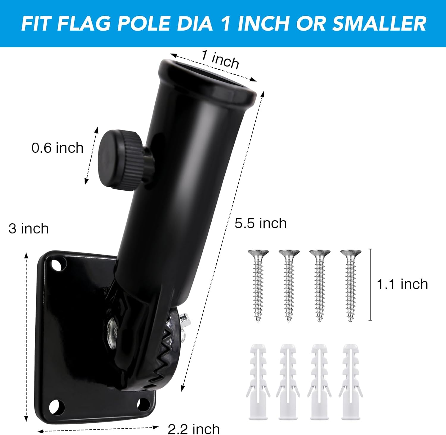 HOOPLE Soporte para asta de bandera para casa exterior, soporte de poste de bandera ajustable, soporte de bandera de metal para exterior, soporte de