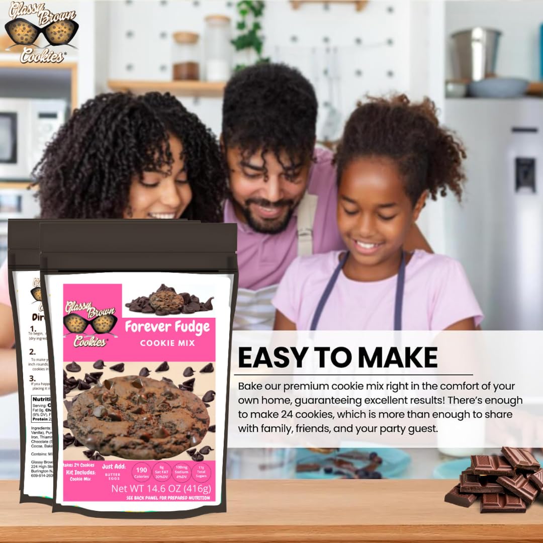 Glassy Brown Cookies – Forever Fudge Cookie Mix  Paquete variado de galletas suaves  Forever Fudge comestible para masa de galletas  Galletas de