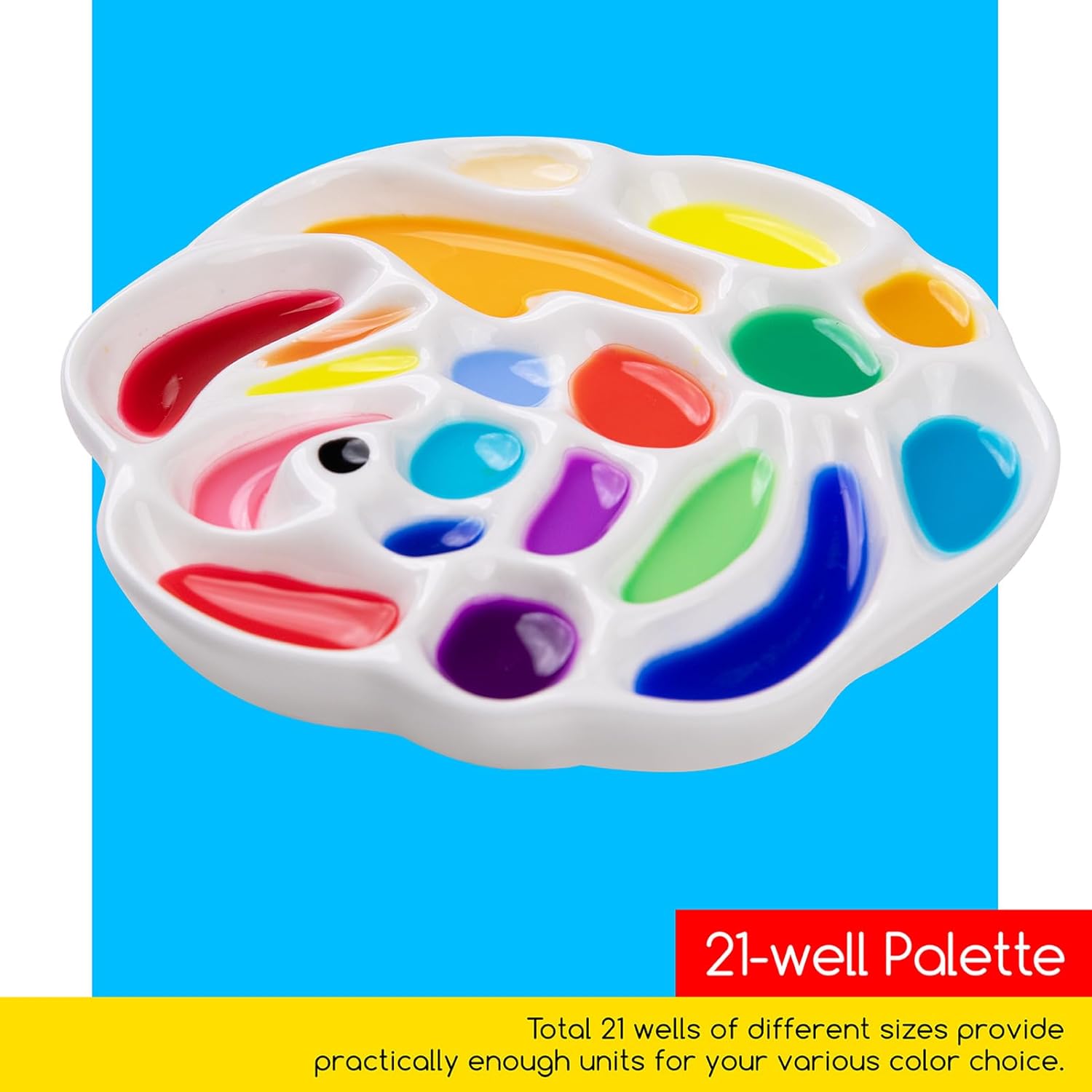 MEEDEN – Paleta de pintura de acuarela de porcelana, diseño de rosa, bandeja para pintar de acuarela de artista, color gouache, 6.0in de diámetro