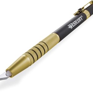 Westcott 17314 Cuchillo retráctil estilo bolígrafo CarboTitanium Bonded, color dorado Westcott 17314 Cuchillo retráctil estilo bolígrafo CarboTitanium Bonded, color dorado