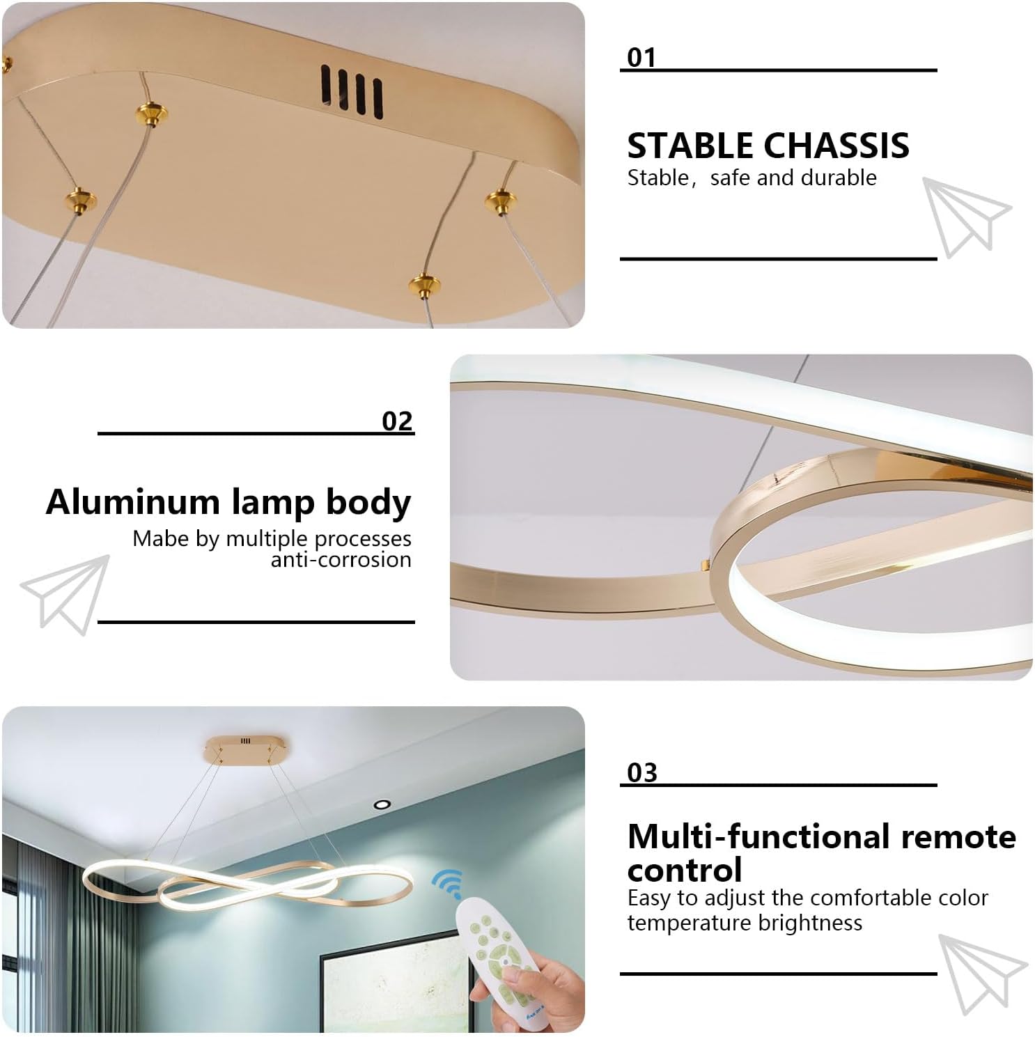 Likflyer Lámpara LED moderna, moderna lámpara de montaje empotrado, lámpara ajustable para isla de cocina, lámpara colgante de pintura para mesa de
