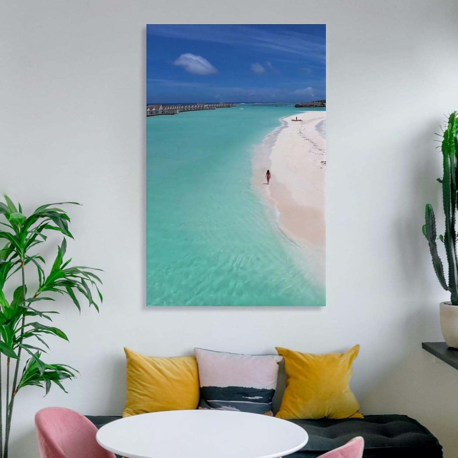 SJRENDKJ Nube de agua, cielo, fluido, formas geográficas costeras y oceánicas, playa, aqua, horizonte, ocio, lienzo para pared, decoración de