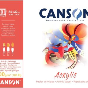 Canson Bloque de papel acrílico de 14.11 ozm que incluye 10 hojas, tamaño 9.4×12.6 in, textura de grano fino Canson Bloque de papel acrílico de 14.11 ozm que incluye 10 hojas, tamaño 9.4×12.6 in, textura de grano fino