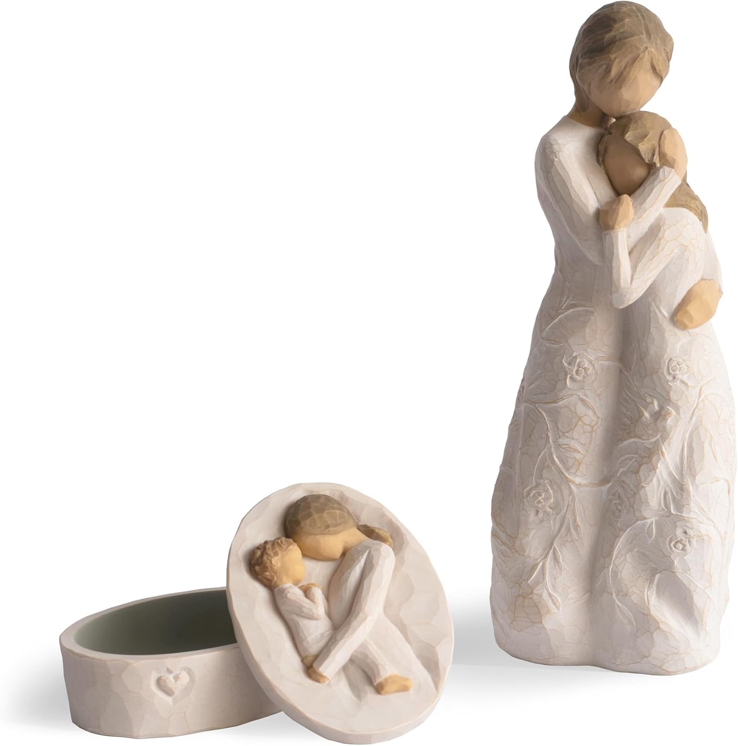 Willow Tree Close to me – Figura con caja de recuerdos de ternura, esculpida pintada a mano, juego de 2 piezas