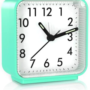 JXTZ Reloj despertador analógico, reloj de noche alimentado por batería, reloj de viaje silencioso sin tictac con luz nocturna, repetición, fácil de JXTZ Reloj despertador analógico, reloj de noche alimentado por batería, reloj de viaje silencioso sin tictac con luz nocturna, repetición, fácil de
