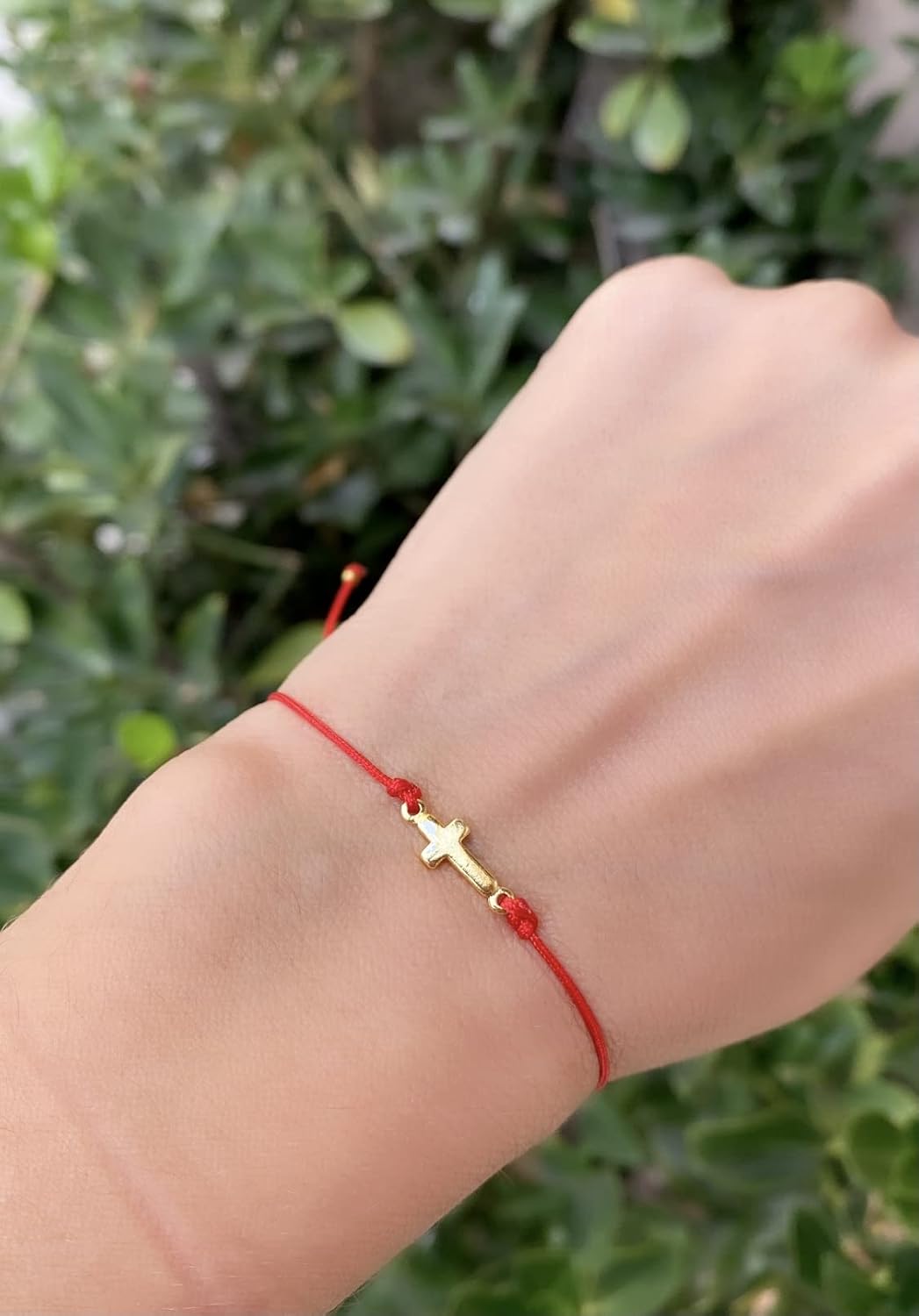 Live Gems  14K Gold Filled Sideways Cross Red String Bracelet, Red String Cross Charm Bracelet, Summer Jewelry Gift for Her, Birthday Jewelry