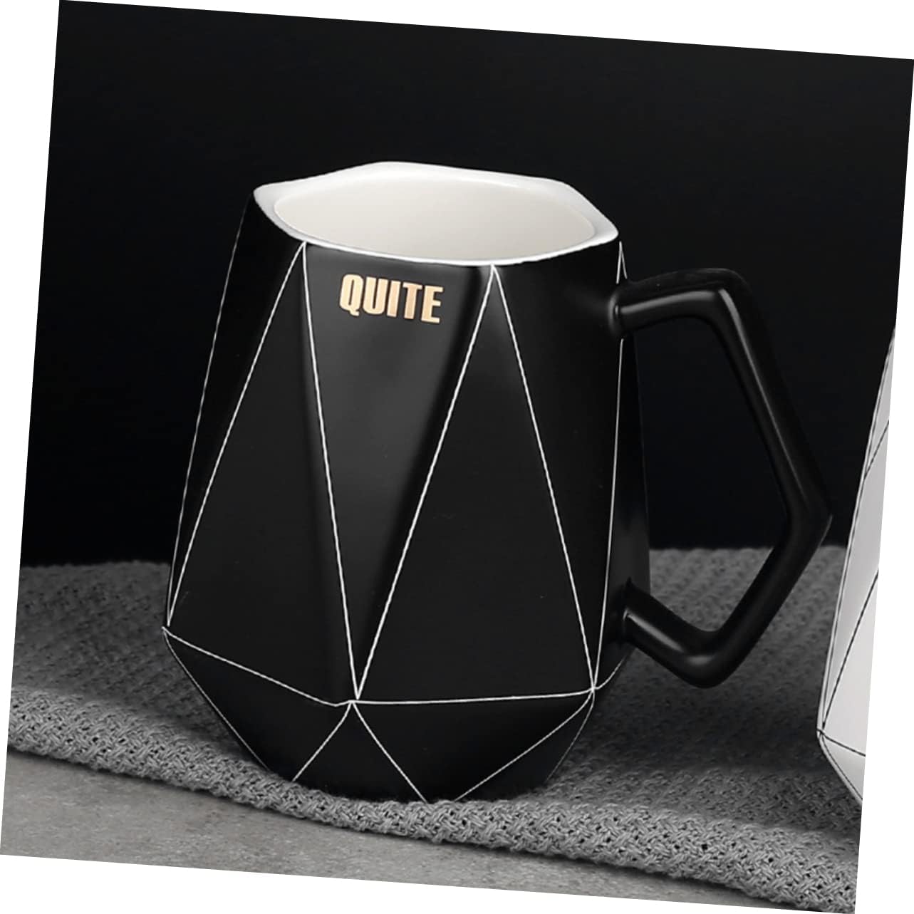 Mug Tea Cups with Lid Coffee Cups with Lids Ceramic Coffee Cup Porcelain Tea Cup Geometric Ceramic Cup Geometric Line Ceramic Cup Enamel Milk Cup