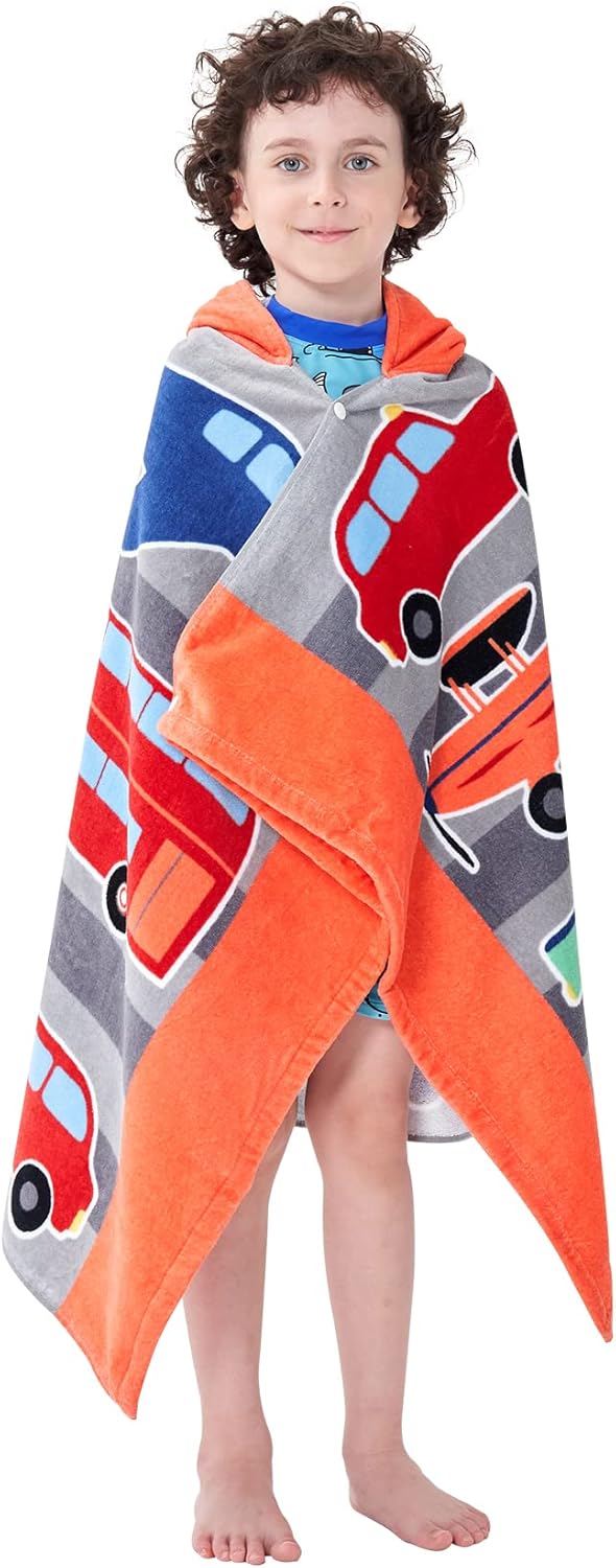 Toalla de baño con capucha para niños y niñas, cubierta de piscina, súper absorbente, lindo animal de dibujos animados, vitalidad completa (varios