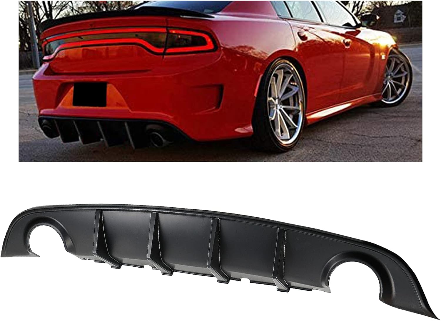 ZXMT Compatible con 2015-2022 para Dodge Charger SRT difusor de parachoques trasero, OE Ikon estilo PP Spoiler Splitter Valance barbilla difusor