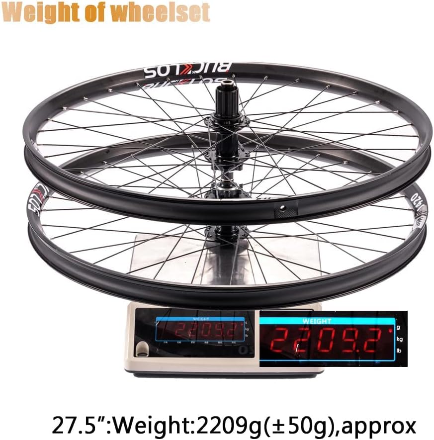 BUCKLOS Juego de ruedas para bicicleta de montaña de 27.529 pulgadas, delantero de 0.591 x 3.937in, trasero de 0.472 x 5.591in, rueda MTB, doble