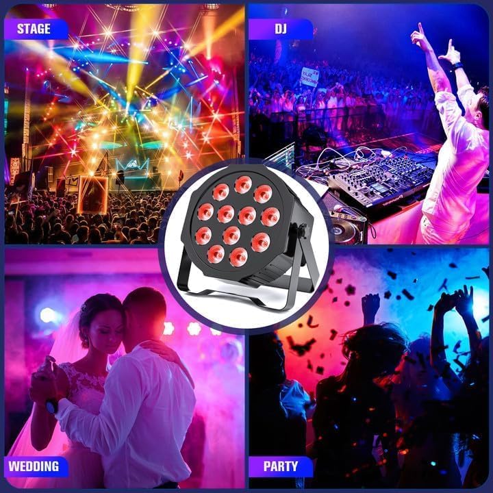 Luces Par recargables RGBWA+UV 6 en 1, luces LED de escenario alimentadas por batería, luces HOLDLAMP DJ activadas por sonido con control remoto y