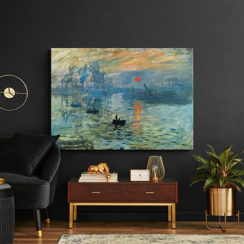 CanvasWAY – Impresión de Claude Monet en lienzo con impresión de amanecer, arte de pared clásico, arte moderno, expresionismo, pintura sobre lienzo,
