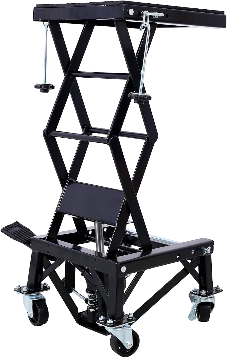 Mesa elevadora hidráulica para motocicleta, gato hidráulico de tijera para motocicleta de 300 libras con ruedas giratorias, mesa elevadora portátil,