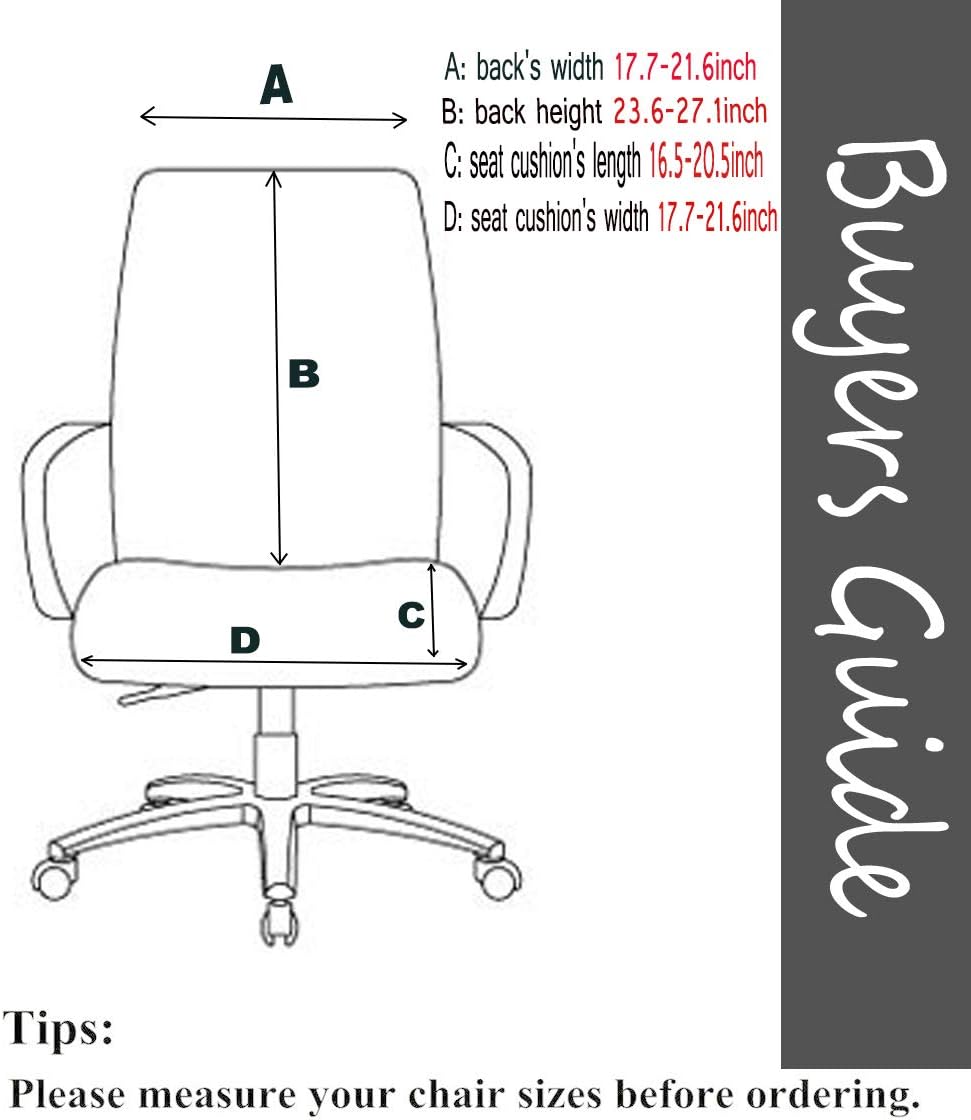 Deisy Dee – Fundas para silla de oficina para computadora, para silla de oficina y elástica, giratorias, solo fundas para silla C162
