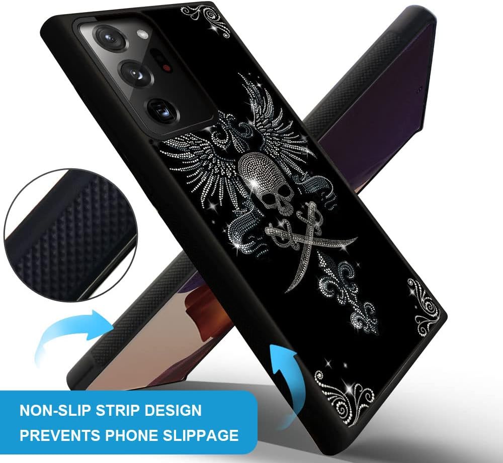 ZHEGAILIAN Funda compatible con Samsung Galaxy Note 20, funda de calavera de diamante para Samsung Galaxy Note 20 para niñas, diseño de patrón
