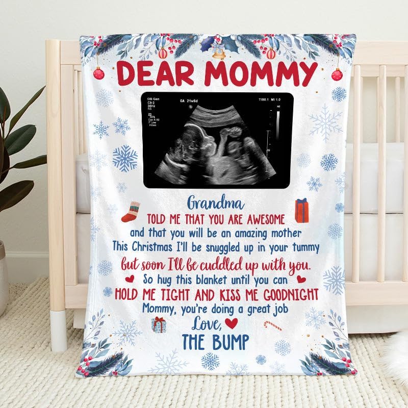 Pawfect House Ideas de regalo de ultrasonido de latido del corazón para bebé, manta de bebé personalizada, para ella, mujer, esposa, futura mamá,