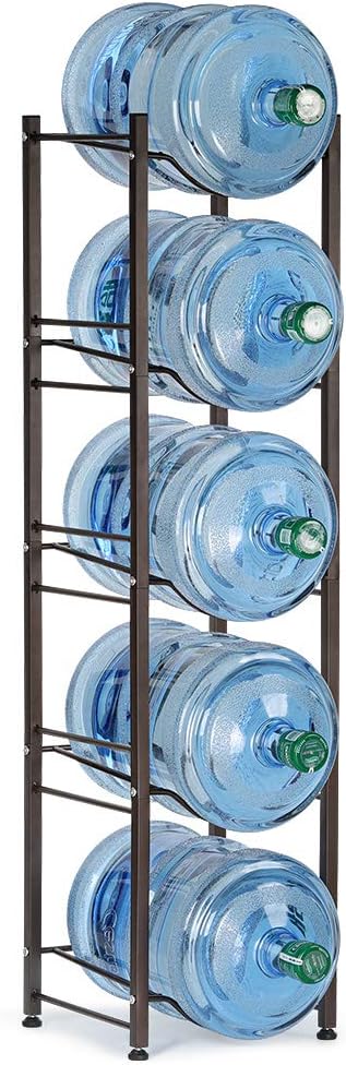 LIANTRAL Soporte para jarra de agua de 5 galones, 5 niveles, color marrón, resistente, independiente, organizador de botellas de agua para oficina