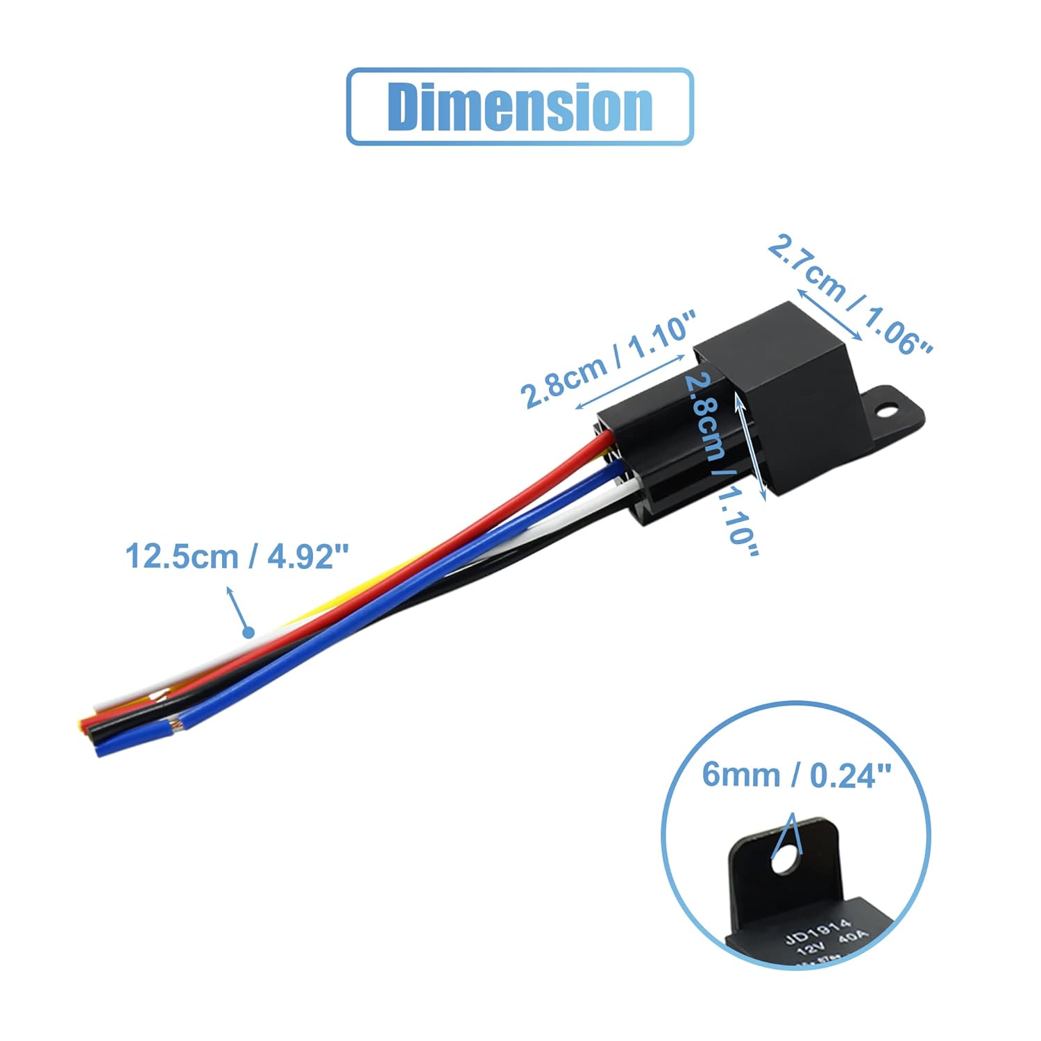 uxcell JD-1914 5 Pin DC 12V 40A Universal Vehículo Vehículo Motor Fusible Relé Interruptor Poder con Arnés