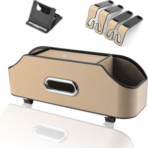 Gift2u Caja de almacenamiento multifuncional para vehículos, organizador de asiento trasero de automóvil con 2 portavasos para bebidas, soporte para Gift2u Caja de almacenamiento multifuncional para vehículos, organizador de asiento trasero de automóvil con 2 portavasos para bebidas, soporte para