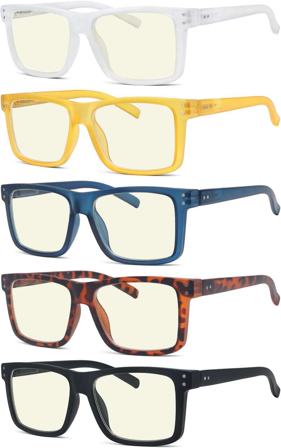 Eyekepper Paquete de 5 lentes de lectura de gran tamaño con bloqueo de luz azul para lectores grandes +0.0