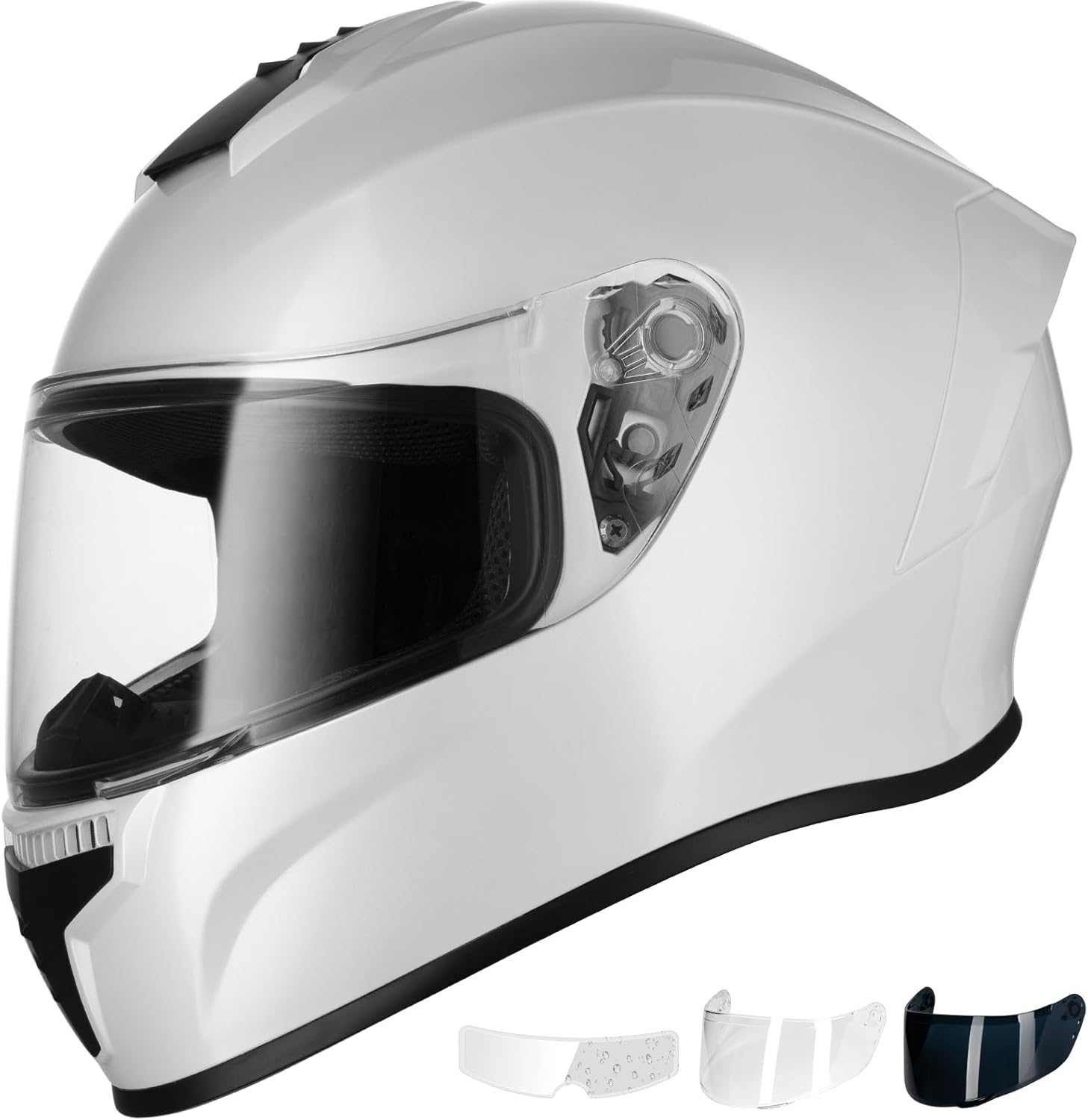 Favoto Casco integral para motocicleta, aprobado por DOT, carcasa de ABS ligera, película antivaho incluida, casco de bicicleta de calle abatible