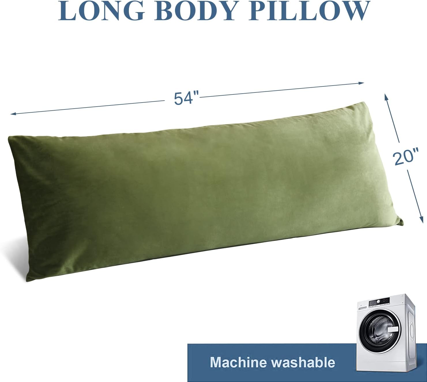 Bedream Almohada de cuerpo completo para adultos (oliva, 20 x 54 pulgadas), almohada larga para dormir, almohadas grandes para cama, almohada