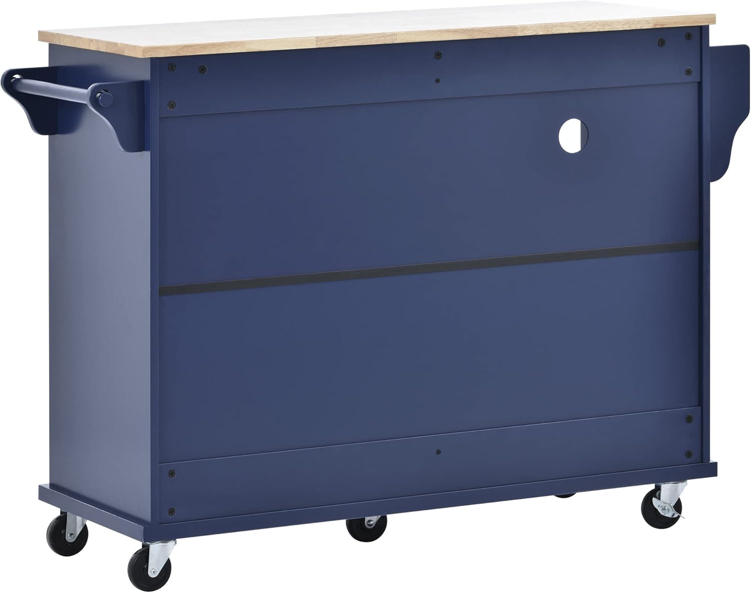 Olela Carrito de isla de cocina con almacenamiento, mesa de cocina móvil rodante para microondas con ruedas con estantes abiertos, cajones y