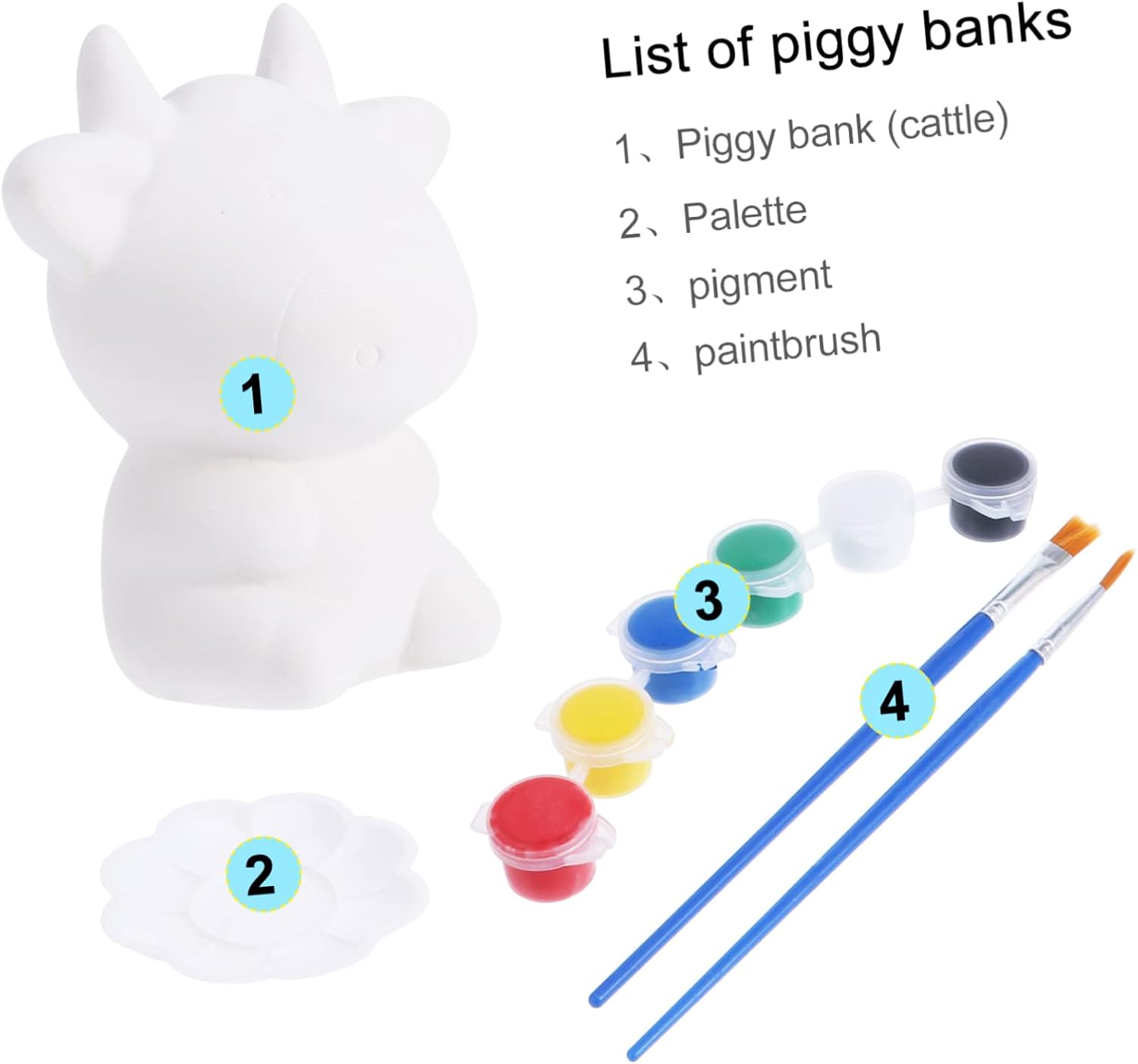 Amosfun Hucha de vaca de 1 pieza, embrión blanco, juguetes para niños, alcancía para niños, pintura para niños, sin esmaltar, olla de ahorro para