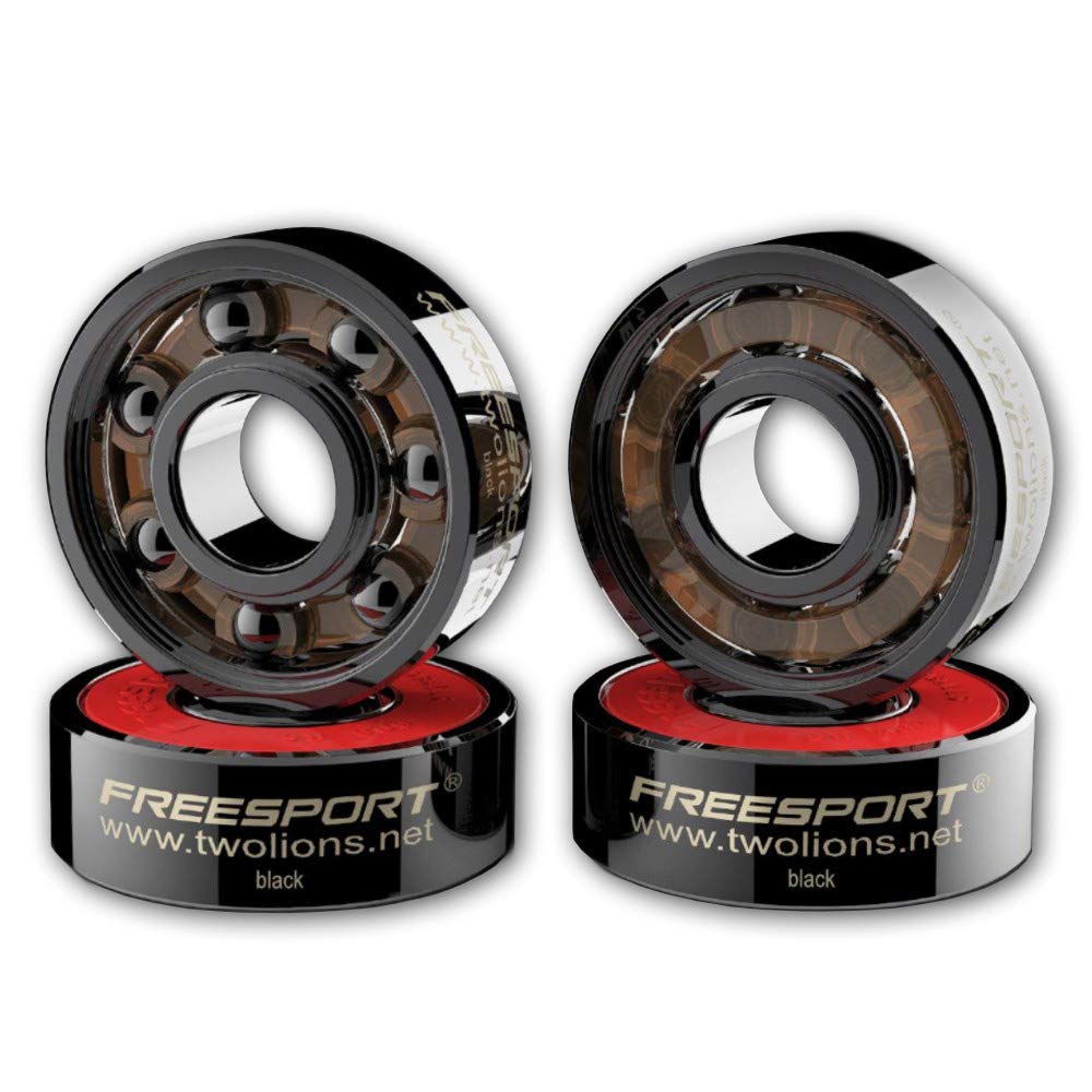 TwoLions High Rev 608RS – Rodamientos híbridos de cerámica negra para patín en línea, monopatín o scooter (paquete de 8)
