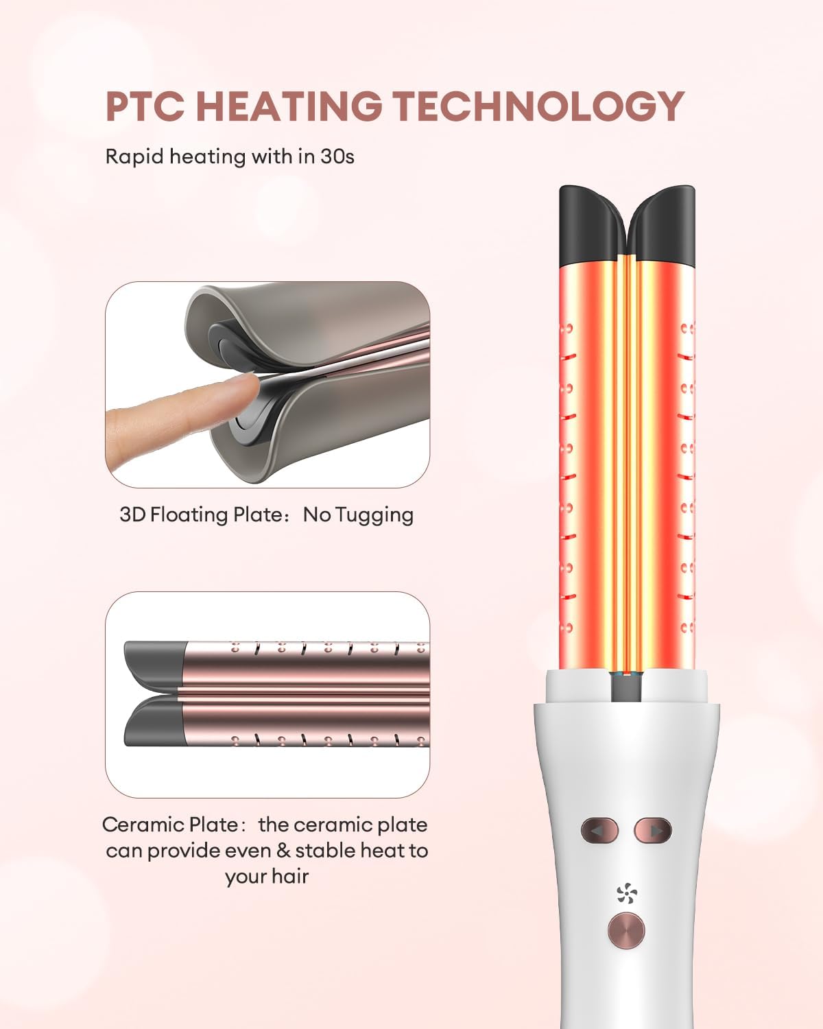 CkeyiN Rizador de pelo automático, rizador automático con ventilador de aire frío, aire frío de un solo toque y 4 temperaturas, rizador de pelo de