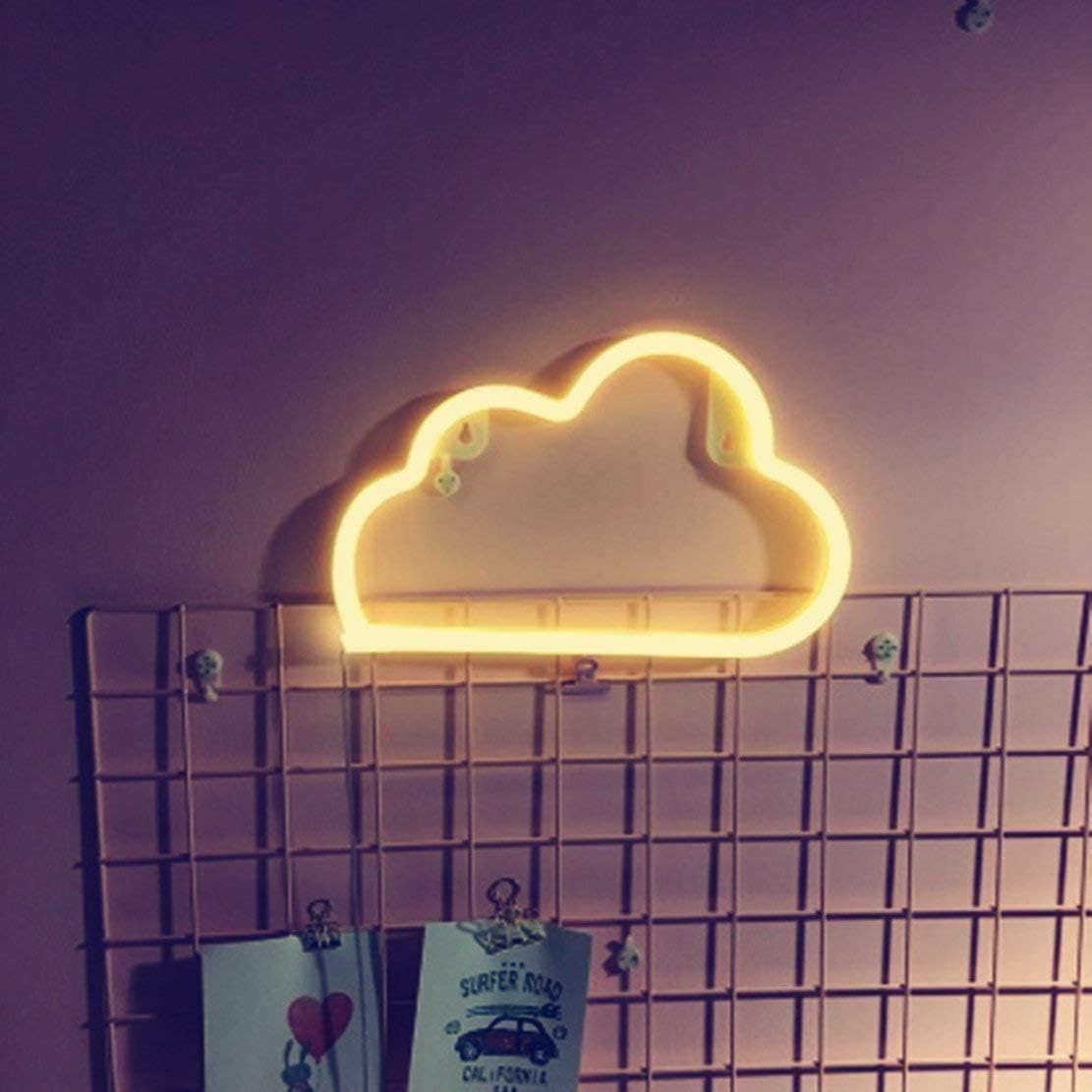 QiaoFei – Nube de neón con luz LED, lámpara de noche de neón para decoración de habitación de niños, para suministros de fiesta, accesorios de