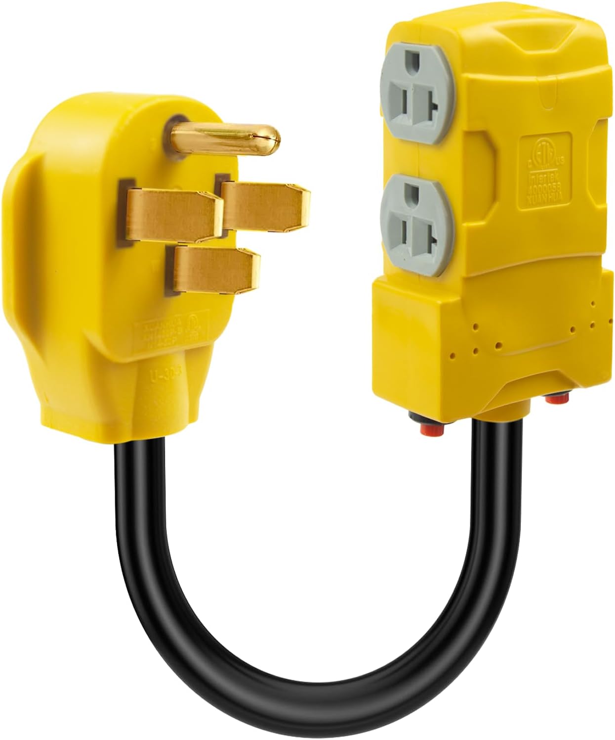 NEMA 14-50P enchufe macho a 4 × 5-20R15R cable adaptador de generador RV hembra, cable adaptador de 50 amperios a 20 amperios 125 V con interruptor,