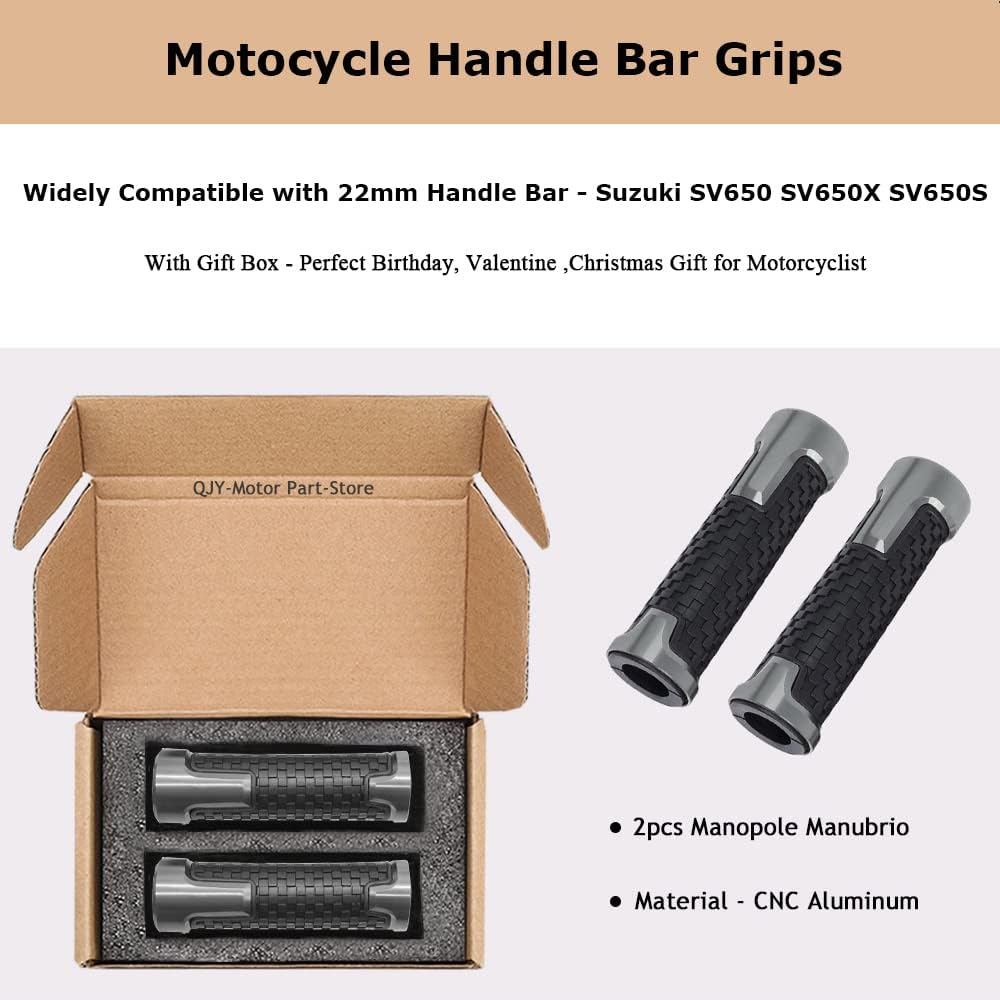 Empuñadura universal para manillar de motocicleta de 78 pulgadas, 0.866 in, compatible con Suzuki SV650 SV 650 SV650X SV650S 2000-2022 (titanio)