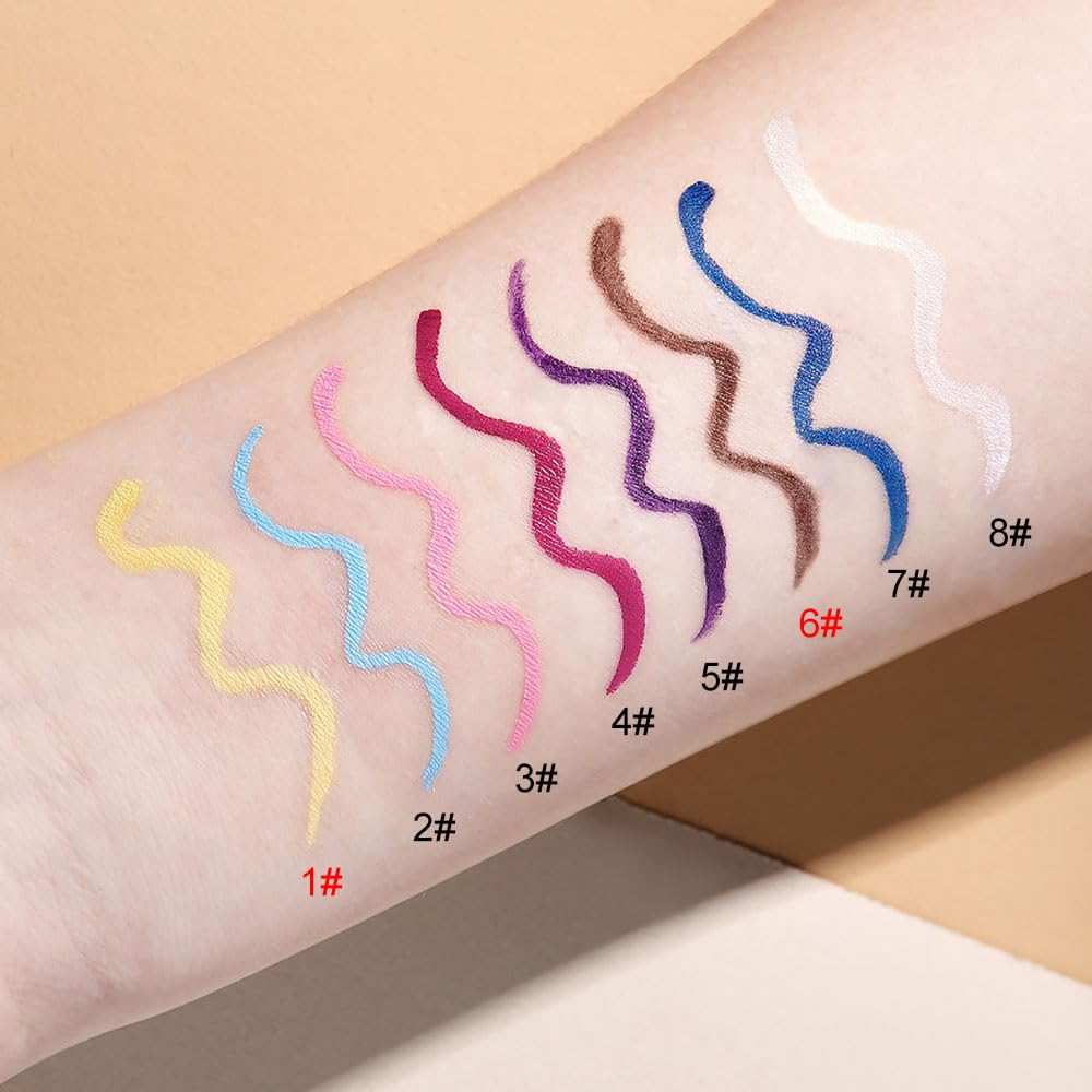 CAKAILA Lápiz delineador de ojos de gel líquido amarillo marrón, 2 unidades, de larga duración, impermeable, a prueba de manchas, delineador de ojos