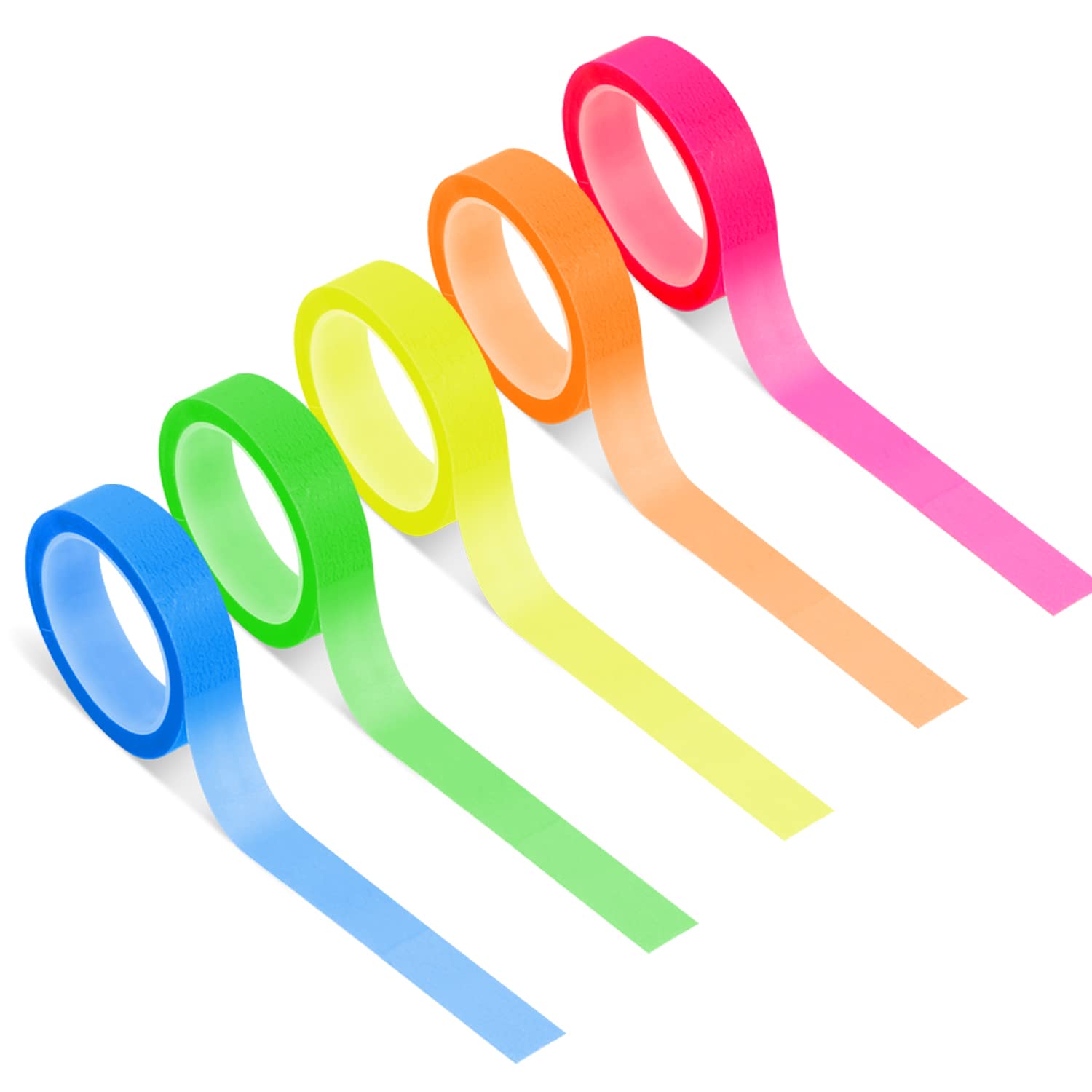 LUTER 5 rollos de cinta iluminadora, tiras fluorescentes de neón extraíbles de 0.3 pulgadas x 16.4 pies, pestañas de color transparentes para