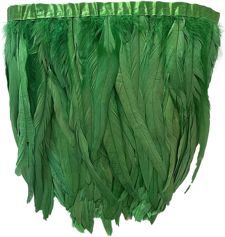 LONDGEN Borde de flecos de plumas de gallo de 12 a 14 pulgadas de ancho para decoración de ropa y boda, fiesta de Halloween, paquete de 1 yarda