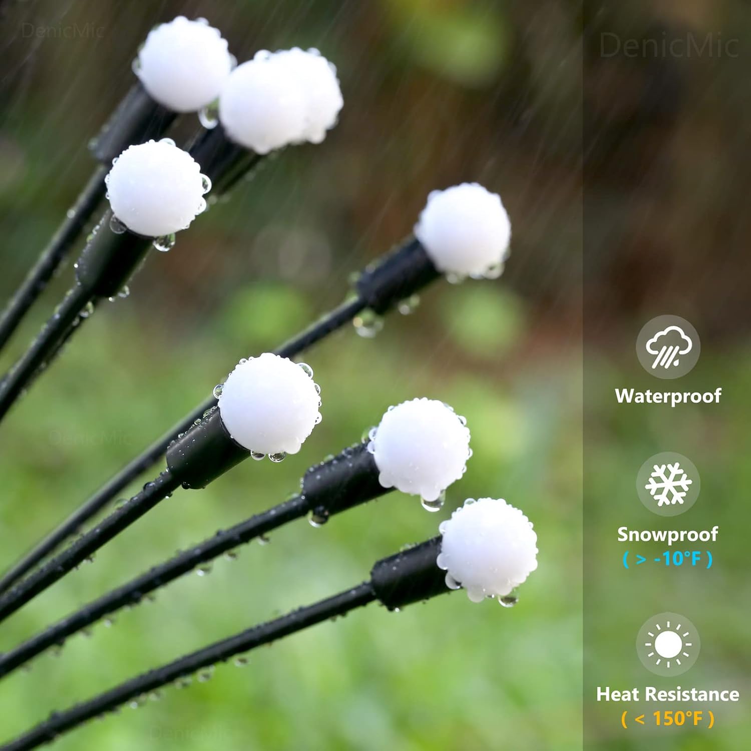 DenicMic Luces solares de jardín al aire libre, 10 luces LED solares de luciérnaga con alambre de cobre altamente flexible, luces solares