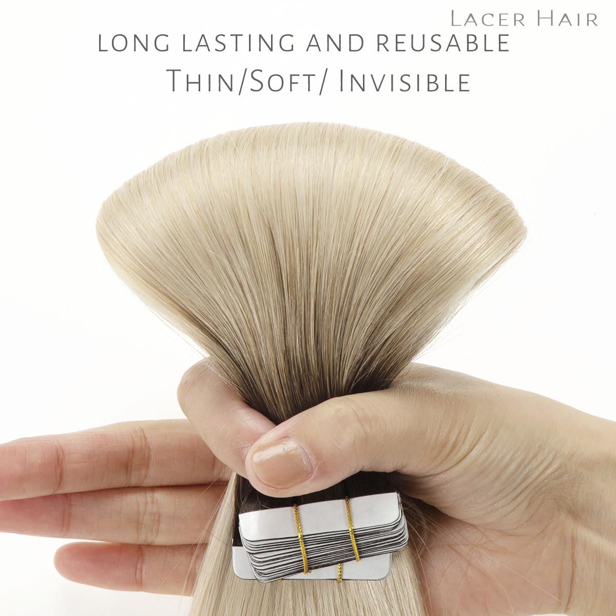 Lacerhair – Extensiones de cabello humano sin costuras de la mejor calidad, con Balayage y color degradado, de cabello humano 100% virgen, con cinta