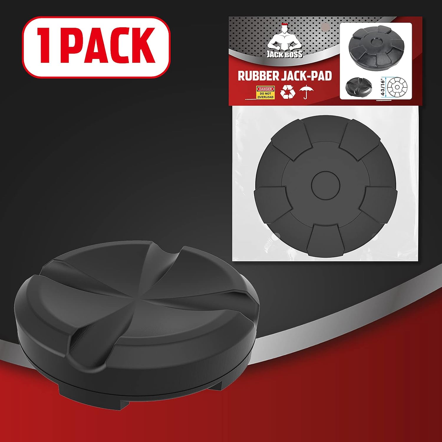 JACK BOSS Jack Pad – Adaptador universal de goma para gato de piso grande, protector de riel lateral de soldadura (1 unidad)