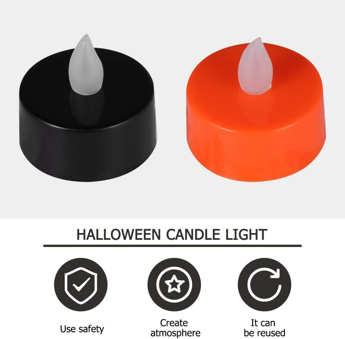 Uonlytech 10 velas electrónicas LED, luz parpadeante sin llama, luz de té alimentada, luz de vela de plástico para el hogar, para Halloween, fiesta,